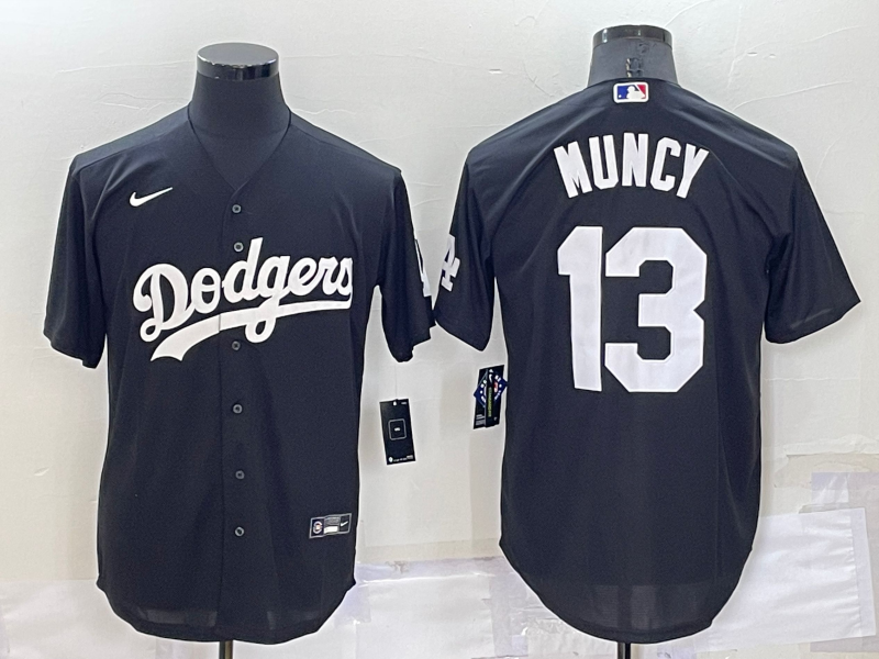 Men's Black Los Angeles Dodgers #13 Max Muncy Cool Base Stitched Baseball Jersey